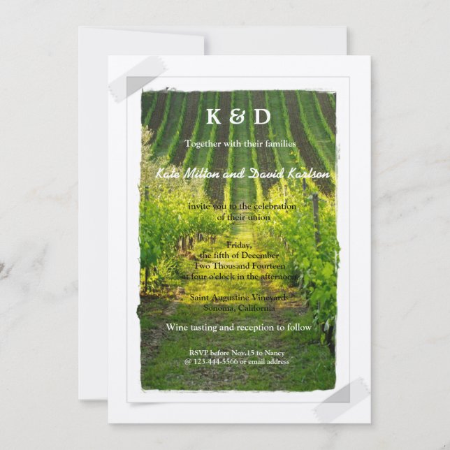 Unique Faire-part de mariage du vignoble Sunshine (Devant)