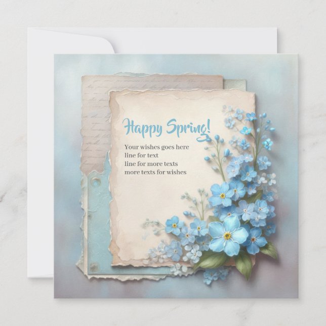 Unique Happy carte de printemps avec oublier ne pa (Devant)