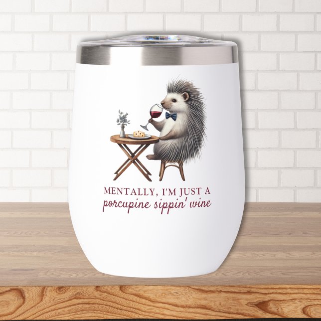Unique Mignonne Cute Porcupine Bowtie Vin Lover (Adorable Porcupine Wine Tumbler - Perfect Gift for Relaxing Wine Nights and Cozy Vibes)