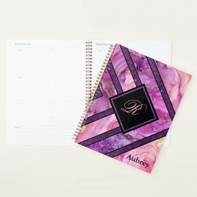 Unique moderne rose violet géométrique Personnalis (Devant avec enveloppe)