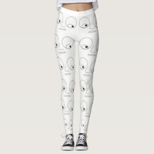 Unique Motif à visage drôle Leggings blancs
