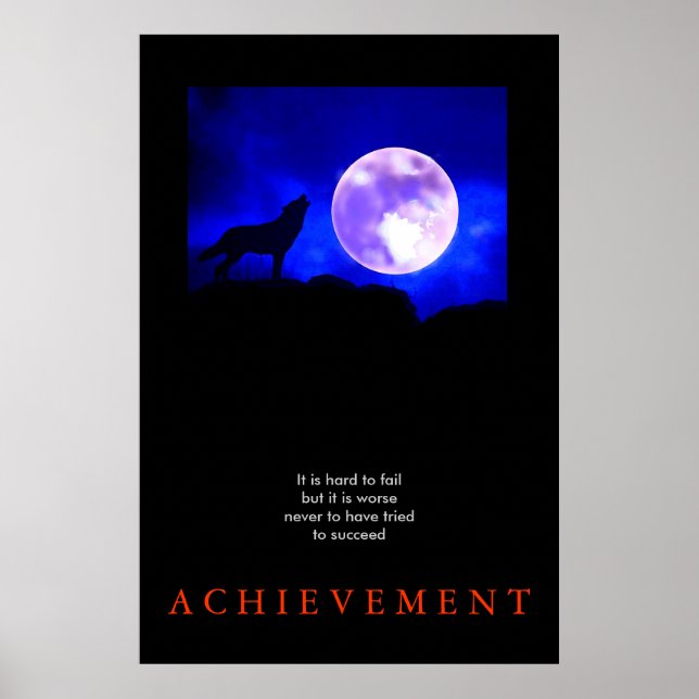 Unique Motivation Réussite Loup Poster Imprimer (Devant)