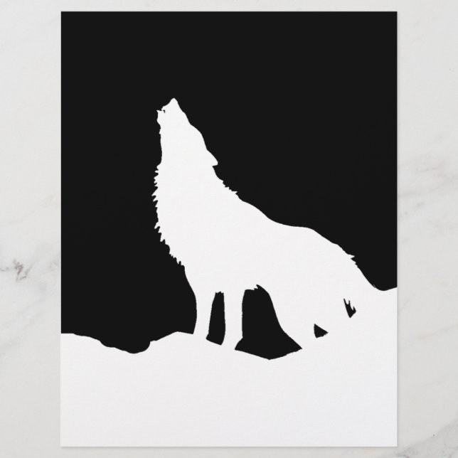 Unique Noir & Blanc Pop Art Wolf Silhouette (Devant)