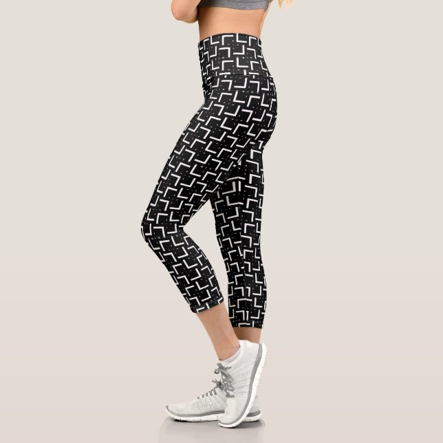 Unique noir et blanc Motif Capri Leggings (Gauche)