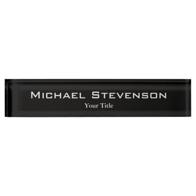 Unique Noir Gris Élégant Moderne Bureau Plaque sig (Devant)