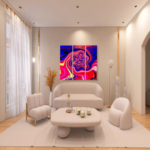 Unique Orange Abstrait Marbre Liquified Wall Art