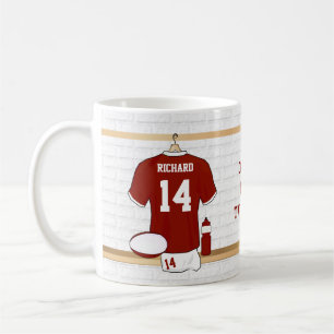 Unique personnalisé Ventilateur de rugby rouge Mug