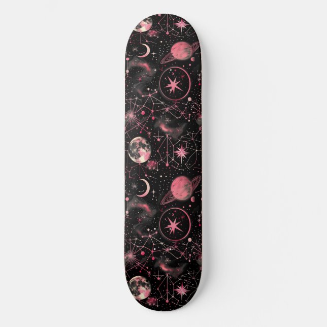 Unique Pink Astrology Design Skateboard (Recto)