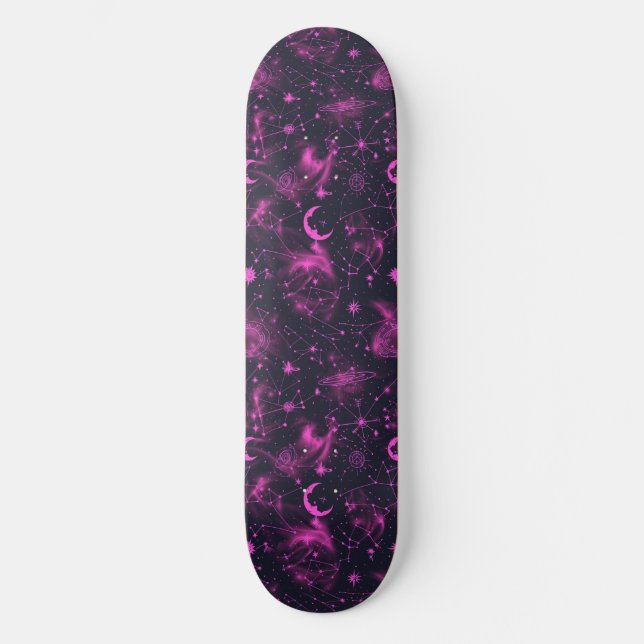 Unique Pink Astrology Design Skateboard (Recto)