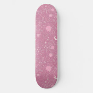 Unique Pink Astrology Design Skateboard