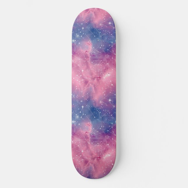 Unique Pink Astrology Design Skateboard (Recto)