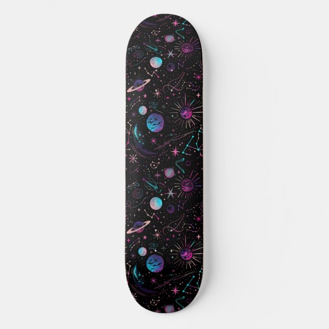 Unique Retro 80s Astrology Design Skateboard (Recto)