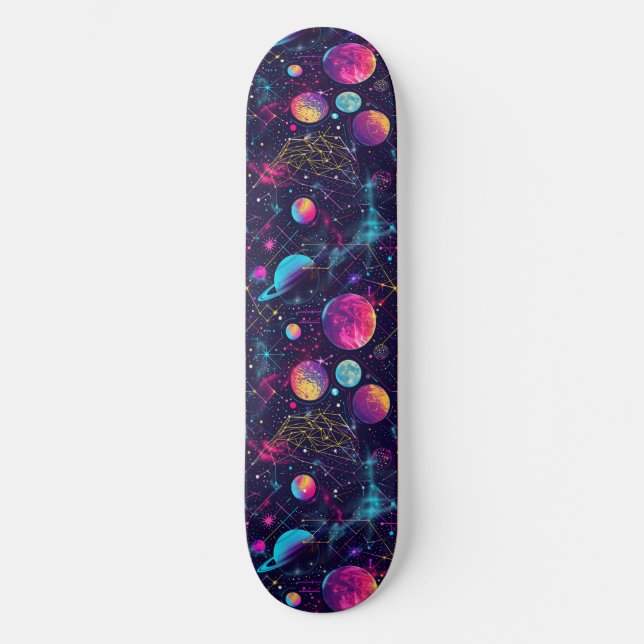 Unique Retro 80s Astrology Design Skateboard (Recto)