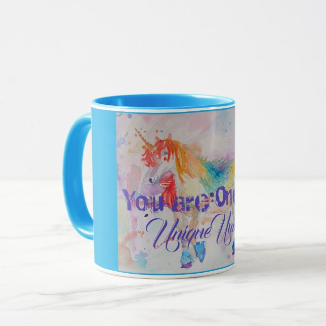 Unique Unicorne aquarelle art filles dames Mug (Devant gauche)