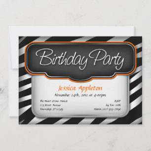 Unique Zebra Imprimer Orange Invitations Anniversa