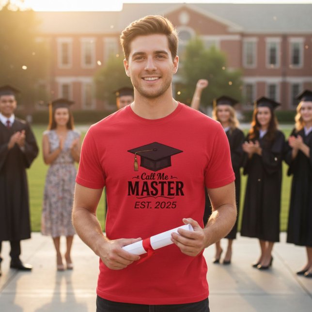 Unisex Red T-Shirt "Call Me Master" Custom date (Créateur téléchargé)