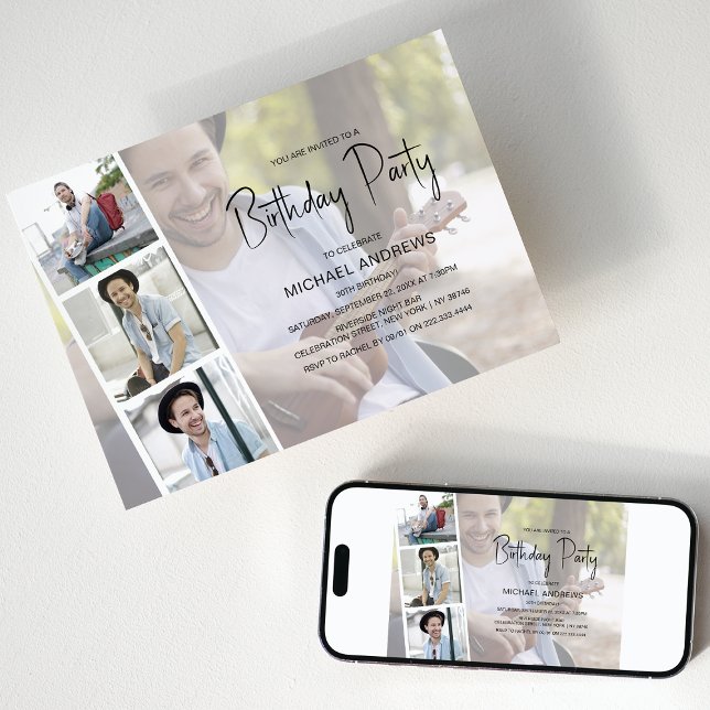 Unisexe | Collage de photos | Invitation d'anniver (Créateur téléchargé)