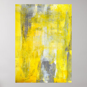 'Up and Down' Grey and Yellow Abstract Art Poster