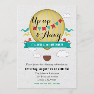 Up & Away Baby's First Birthday invitation