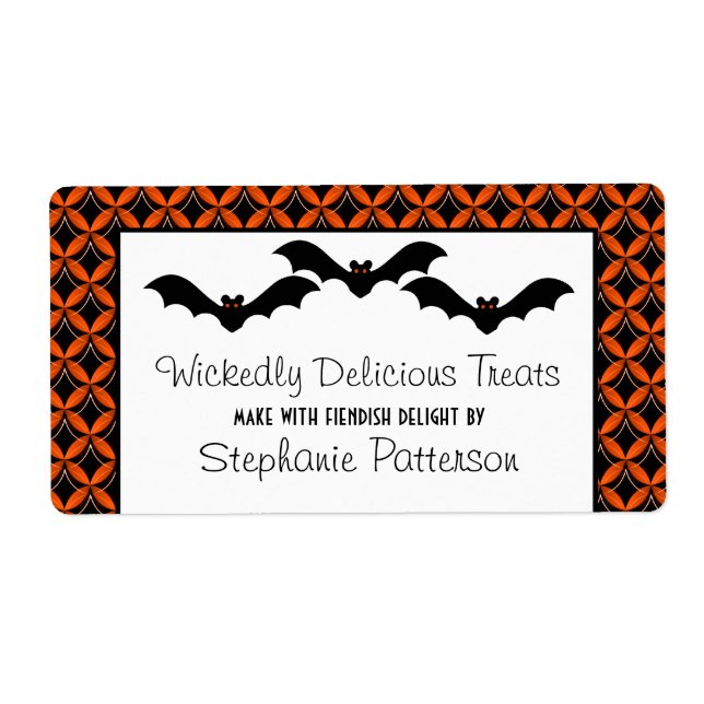 Uptown Glam Bats Halloween Étiquettes de cuisson (Devant)