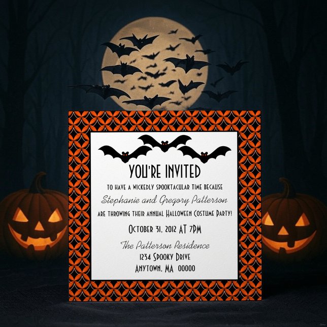 Uptown Glam Bats Invitation de la fête d'Halloween (Uptown Glam Bats Halloween Party Invite)