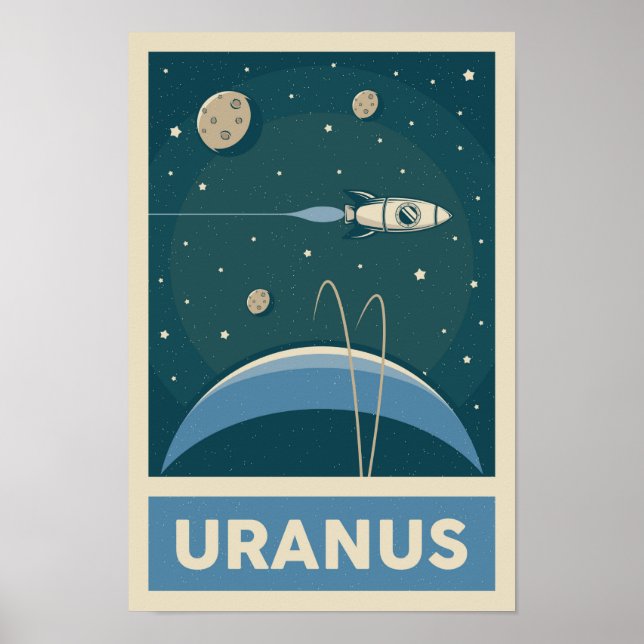 Uranus Retro Galaxy Poster de roquette (Devant)