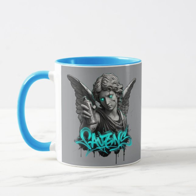 Urban Angel Graffiti Mug – Broken Statue Street Ar (Gauche)
