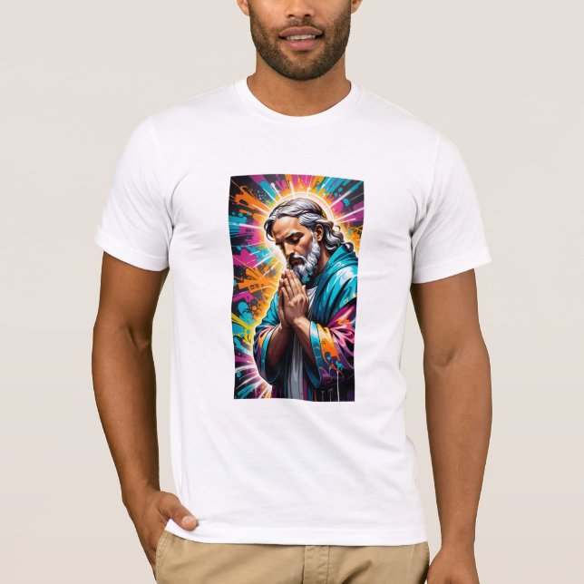 Urban Believer : Graffiti Religious Print T-shirt (Devant)