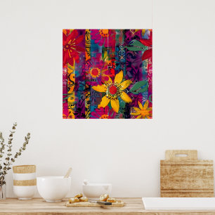 Urban Bloom Affiche Explosion de Fleurs Graffiti