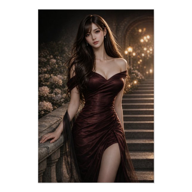 URBAN FLUID ELEGANCE — Crimson Reverie Poster (Devant)