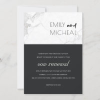 URBAN NOIR ET MARBRE BLANC VOW RENOWAL INVITATION