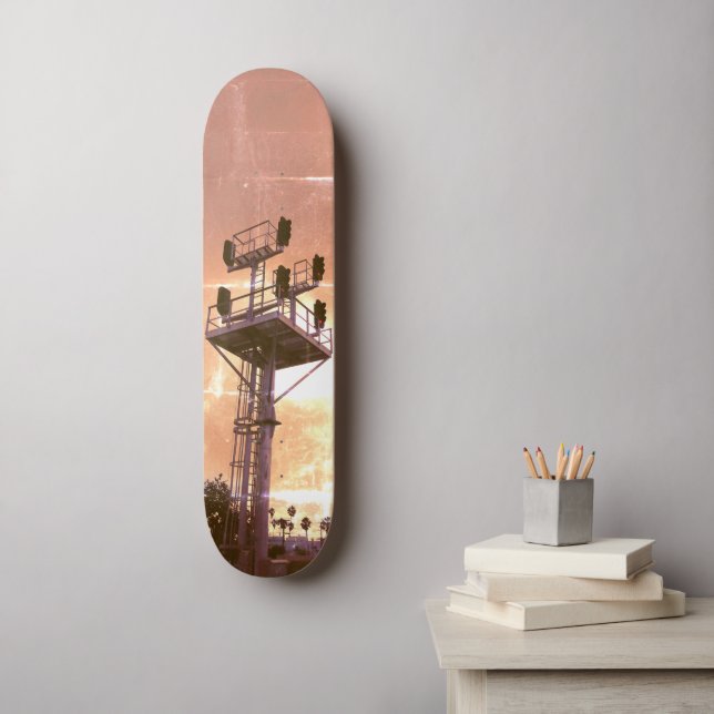 Urban Rustic Cityscape Riding Rails Two Skateboard (Art mural)
