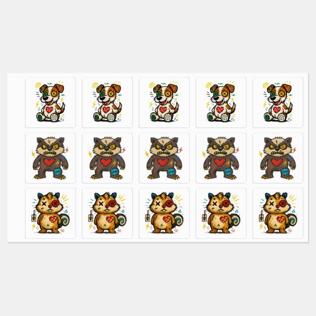 Urban Stitch Trio — Sticker Pack (Feuille)