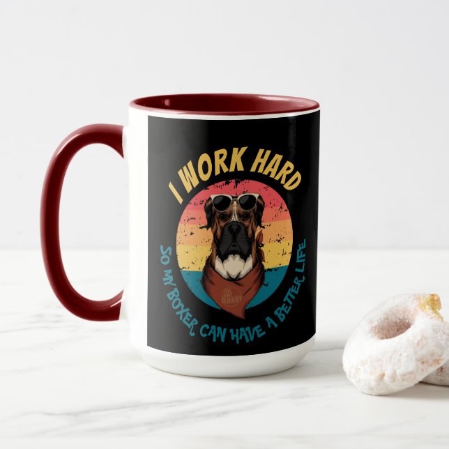 Urban Warrior BOXER  JE TRAVAILLE DUR  Tasse (Avec donut)