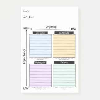 Urgent Important, Eisenhower Matrix Post-It Notes
