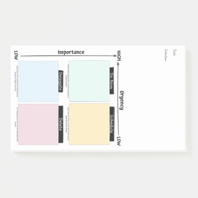 Urgent Important Eisenhower Matrix Post-It Notes (Devant)