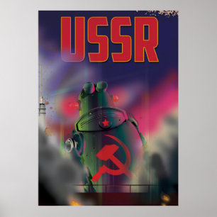 URSS Russie soviétique dessin animé voyage poster 