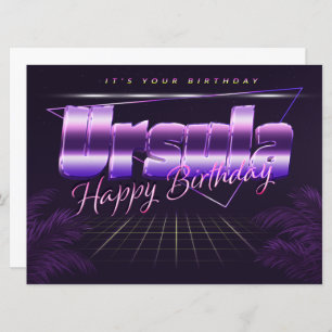 Ursula Nom Prénom lila retro Carte Anniversaire
