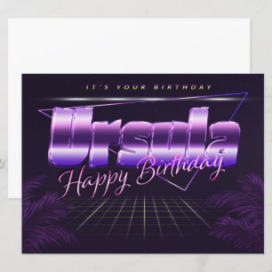 Ursula prénom carte rétro lilas pour un anniversai