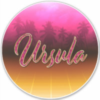 Ursula prénom nom autocollant rose doré