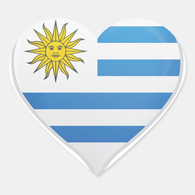 Uruguay amour drapeau orgueil autocollant coeur (Devant)