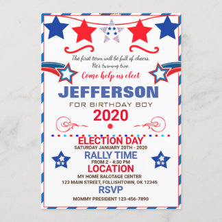 US BIRTHDAY BOY ELECTION BIRTHDAY INVITATION