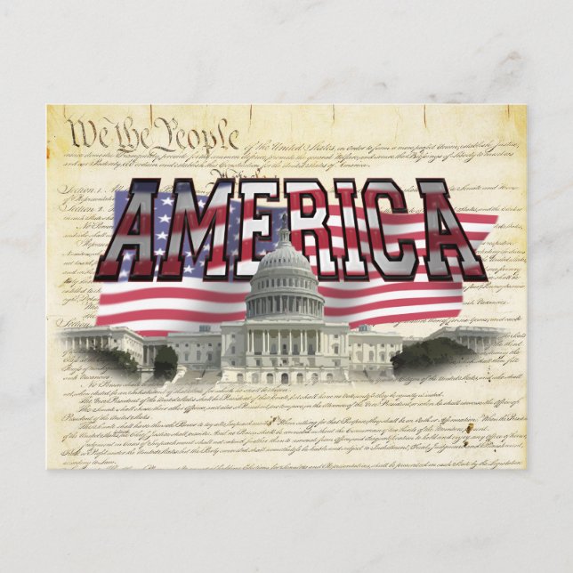US Capital Building American Flag Carte postale (Devant)