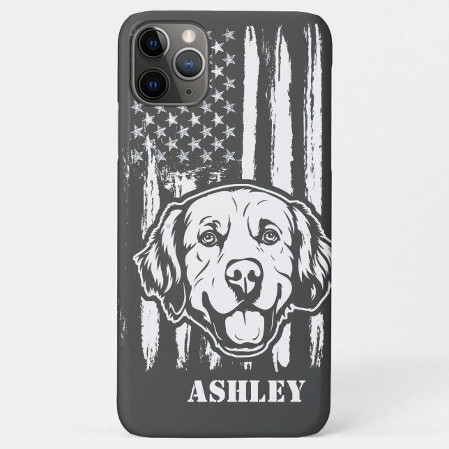 US Patriot Golden retriever USA Flag Chien Coque (Dos)