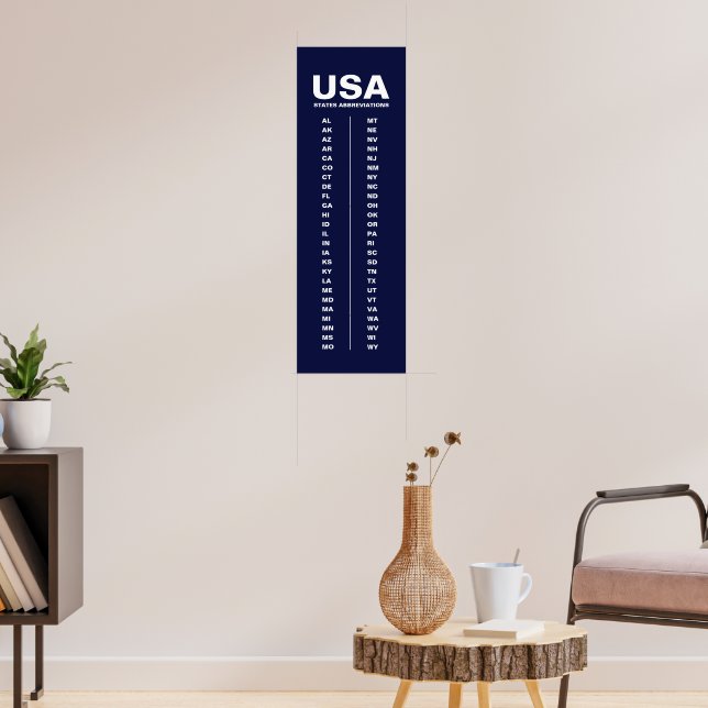 USA 50 States Vertical Minimalist Navy Blue Poster (Salon 3)