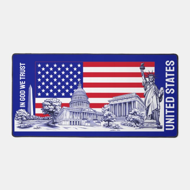 USA Amérique Drapeau Monument Illustration Souveni (Recto)