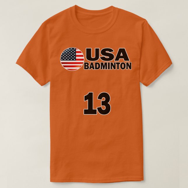 USA Badminton Numéro 13 Tshirt Design (Design devant)