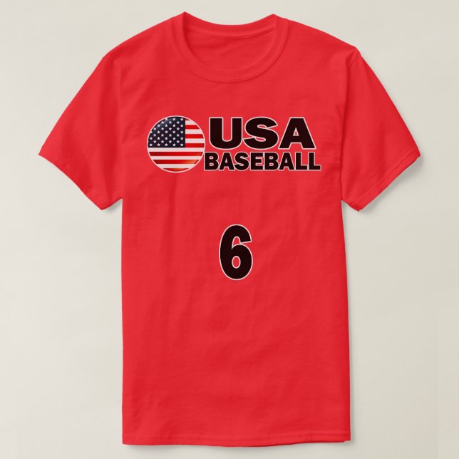 USA Baseball Numéro 6 Tshirt Design (Design devant)