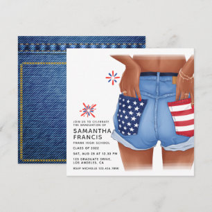 USA Denim Girl Graduation Party Invitation