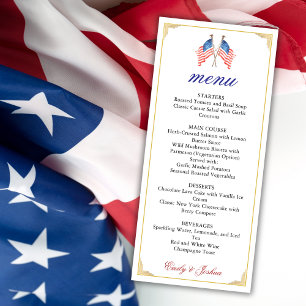 USA Drapeau 4 juillet Patriotique Mariage Menu